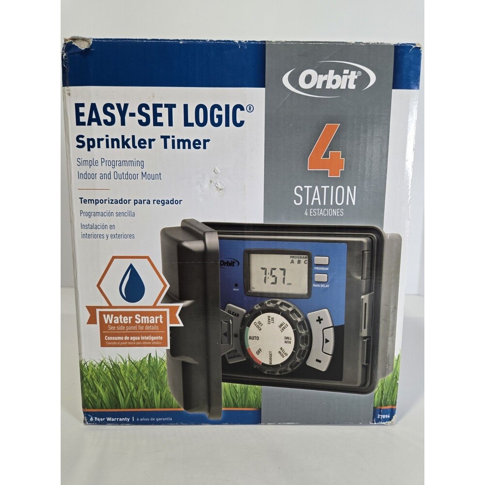Orbit 27894 Easy Set Logic 4 Station Sprinkler Timer Controller Box Keys